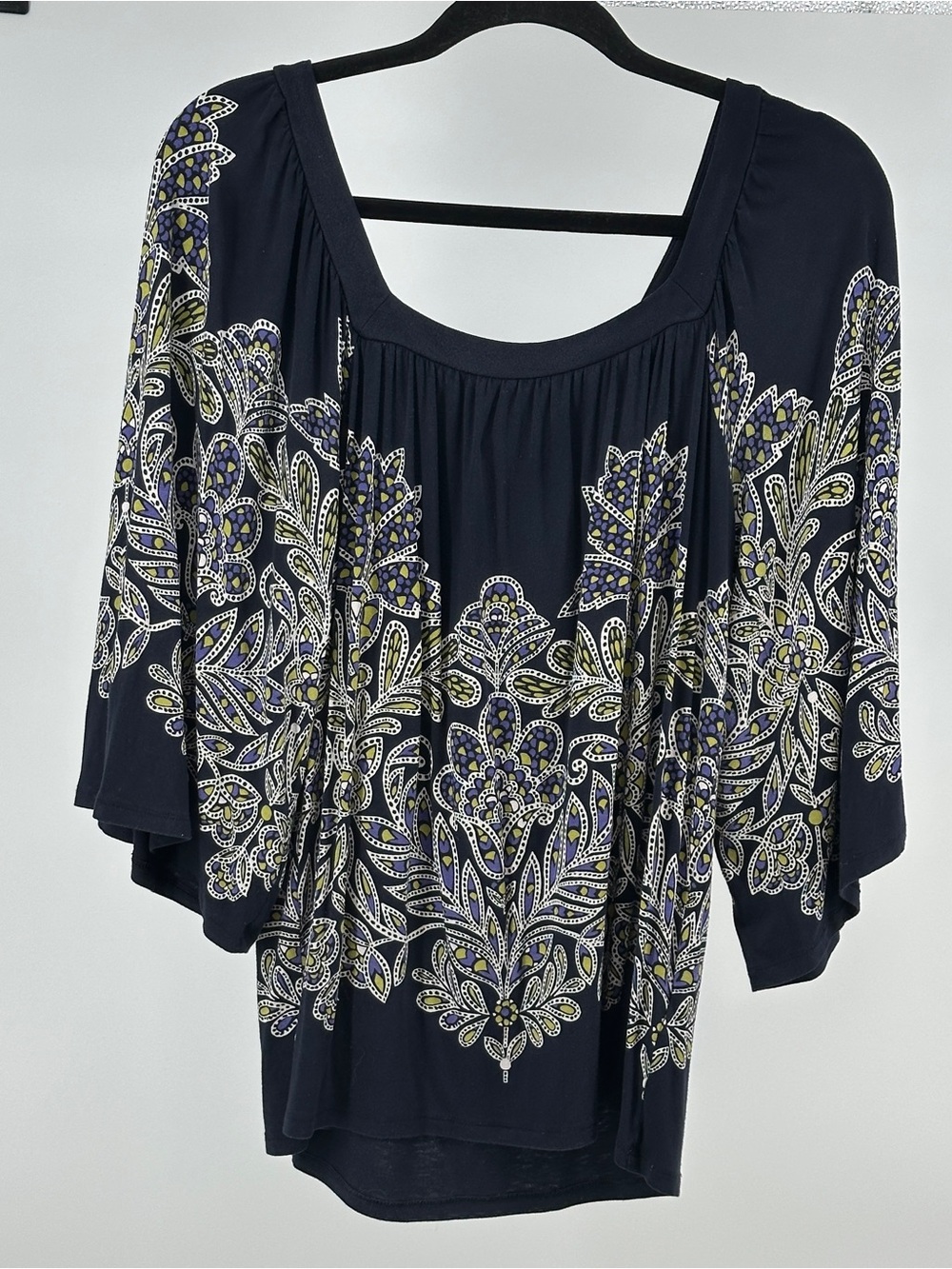 Women’s Small Banana Republic‎ Navy Floral Paisley Peasant Blouse Flowy
